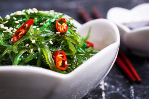 Chukka salad from seaweed with hot pepper and sesame. Helps your health and makes you happy.